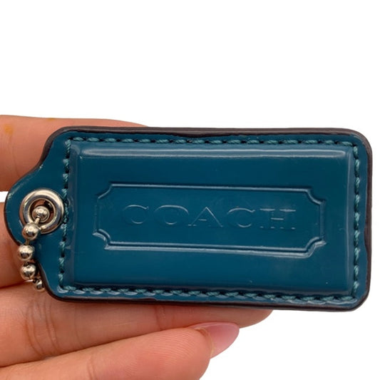 COACH Blue Patent Leather Replacement Hang Tag Bag Charm Fob Hangtag