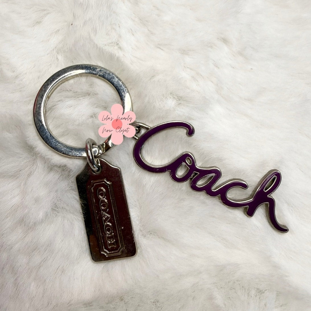 COACH Poppy Purple Fob Bag Charm 1" Hang tag Hangtag 2" Scripted