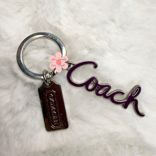 COACH Poppy Purple Fob Bag Charm 1" Hang tag Hangtag 2" Scripted