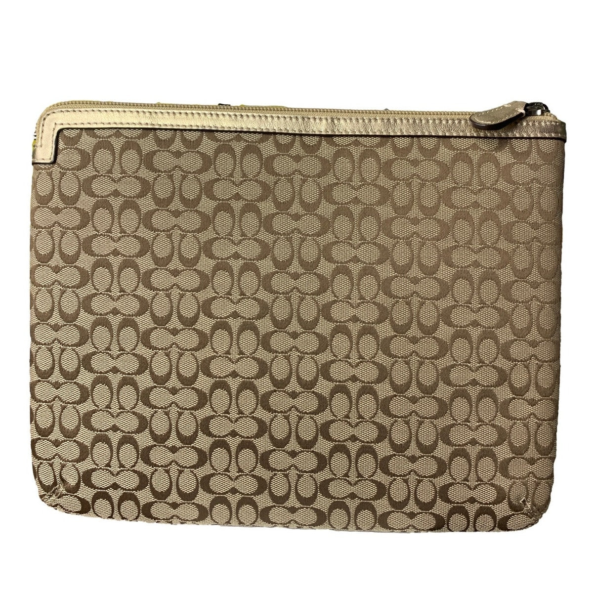 COACH Gold Tan Canvas Signature Tablet Case Sleeve