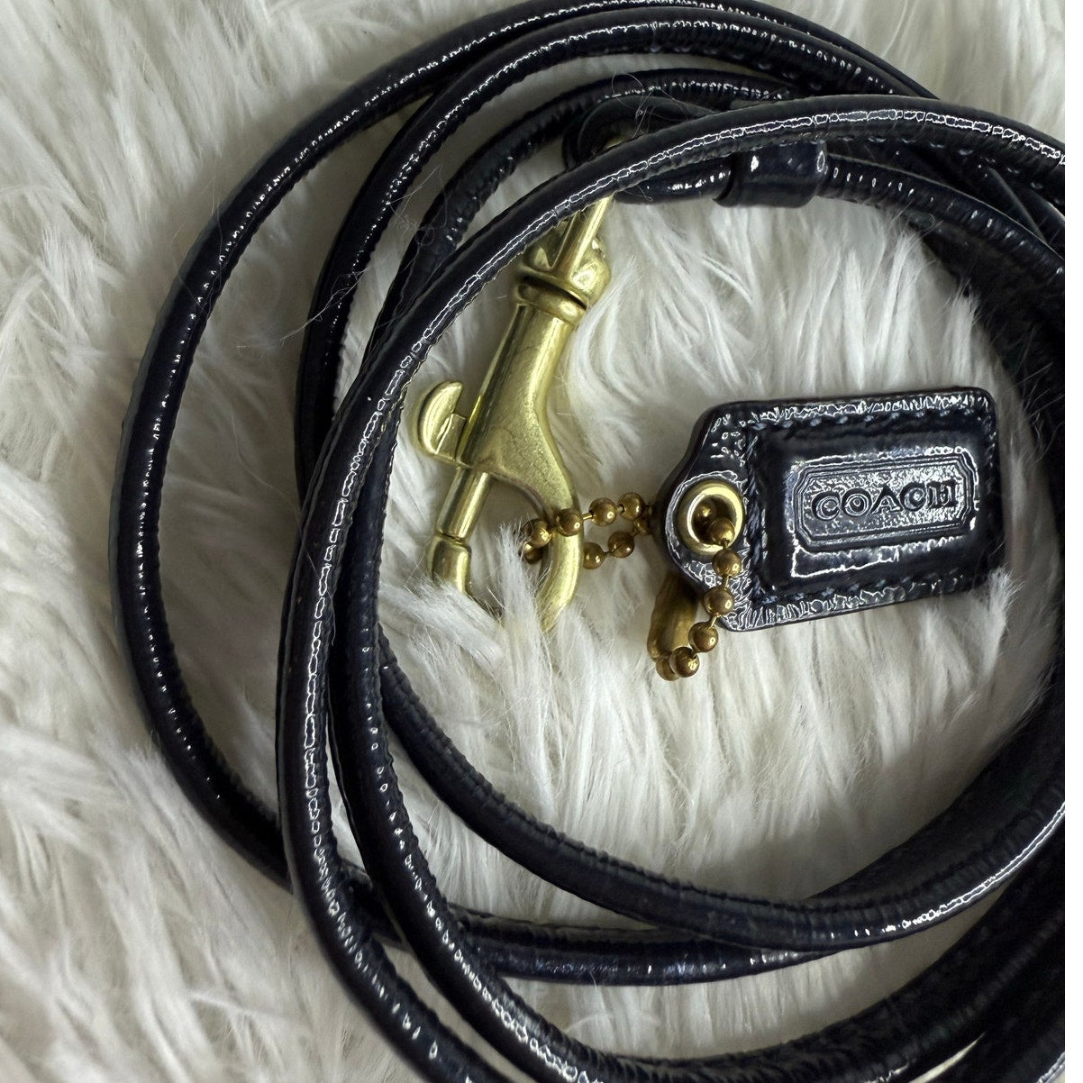 COACH Black Gold Patent Leather Hangtag Hang tag and Crossbody Replacement Strap