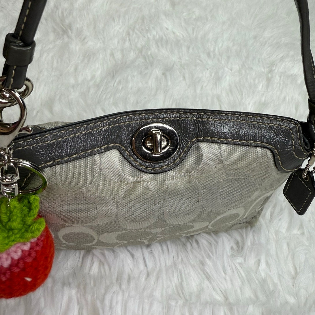 y2k COACH Gray Signature Canvas Mini Purse / Wristlet