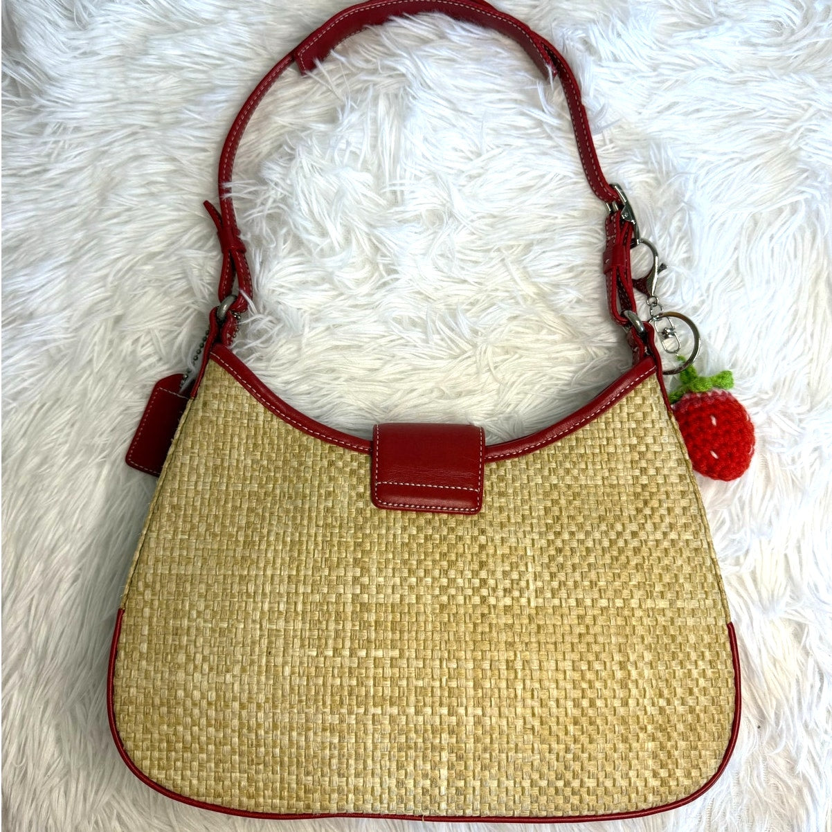 y2k COACH Vintage 8159 Straw Shoulder Bag
