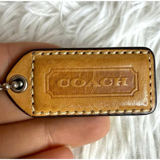 1.5" y2k COACH Tan Fob Bag Charm Hang tag Hangtag