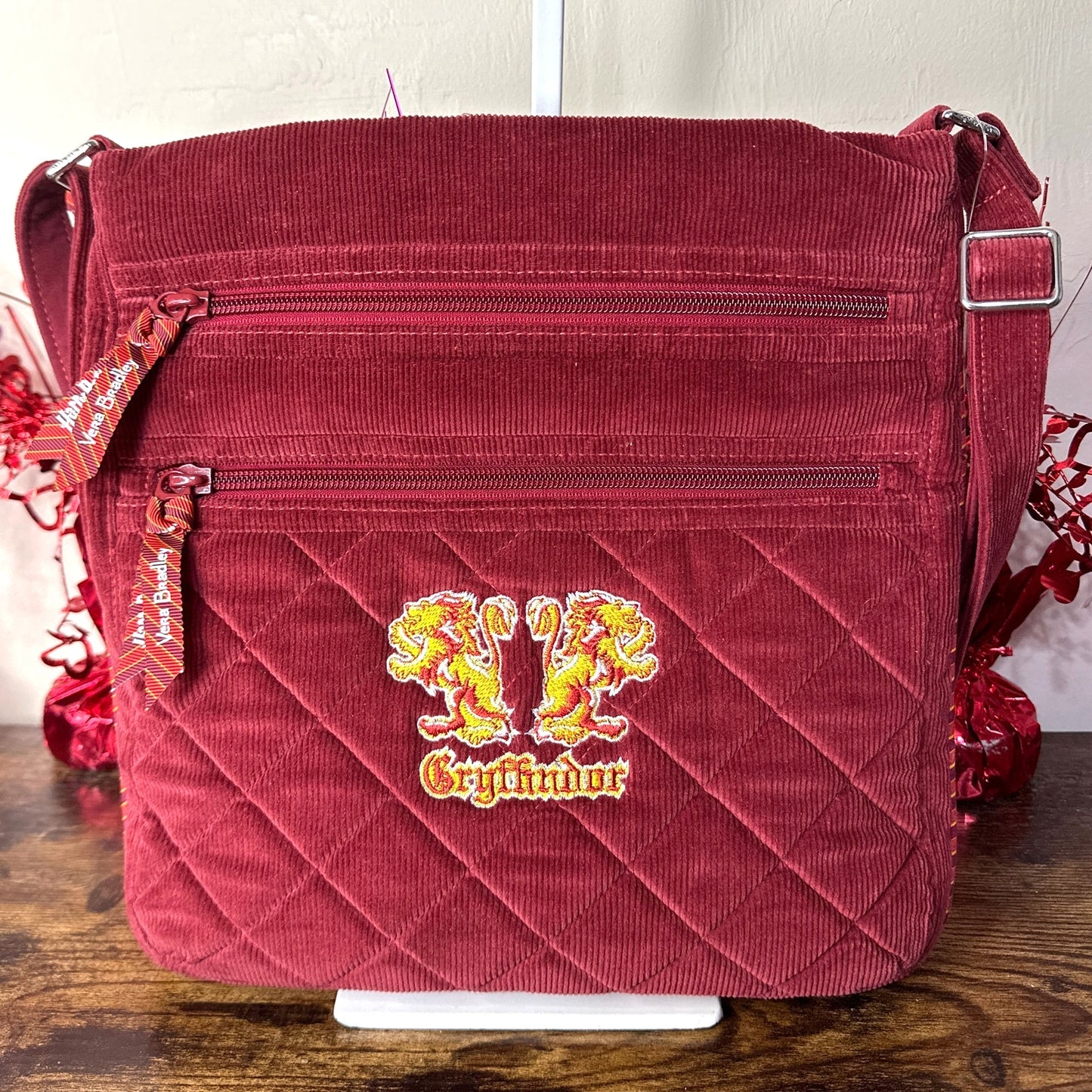 VERA BRADLEY Harry Porter Corduroy Gryffinder Triple Zipper Crossbody