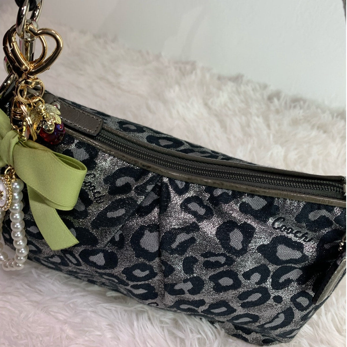 y2k COACH Leopard Silver Mini Purse shoulder bag