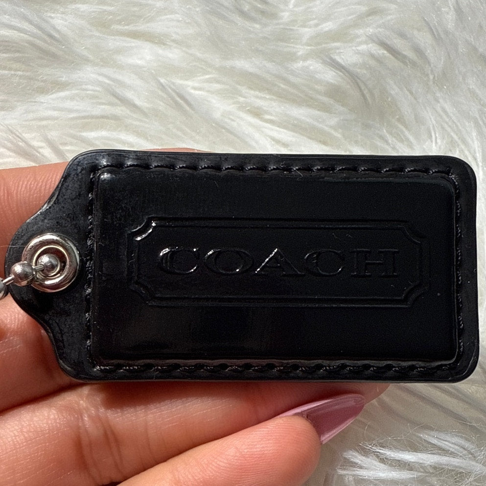 2” COACH Patent Leather Black Fob Bag Charm Hang tag Hangtag