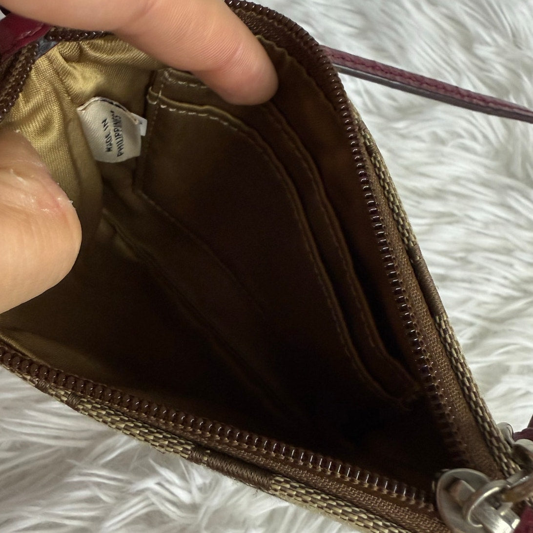 COACH Brown Red Canvas Wristlet