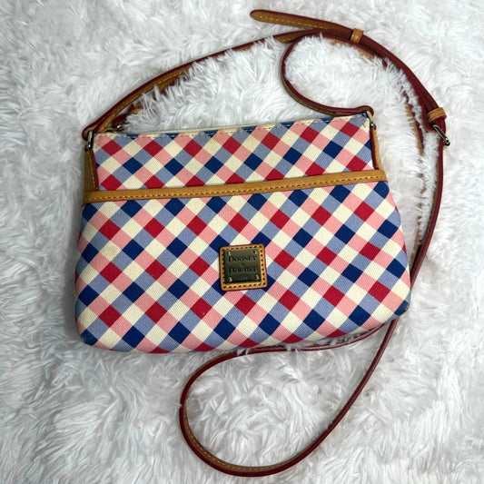 DOONEY & BOURKE Plaid Blue Red and White Canvas Crossbody