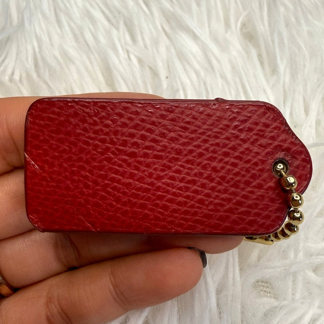 2" COACH Red Fob Bag Charm Hang tag Hangtag