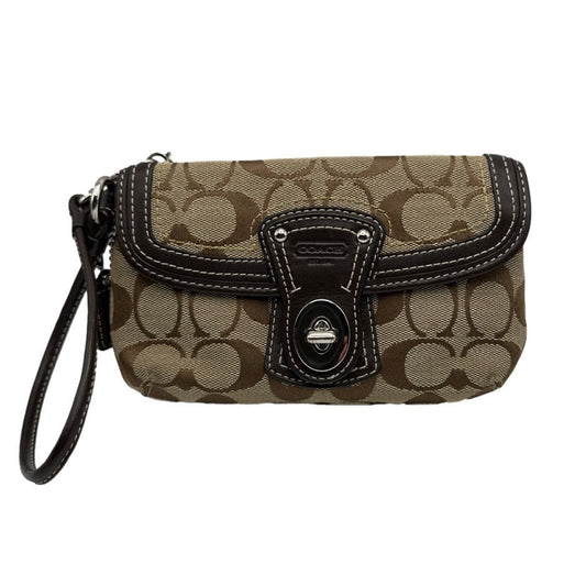 COACH Brown Signature Canvas Wristlet