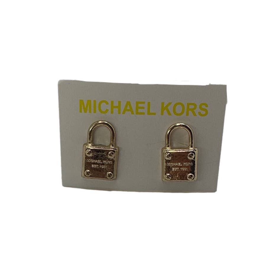 MICHAEL KORS Est 1981 (Rose & Gold) Gold-Tone Logo Padlock Stud Earrings