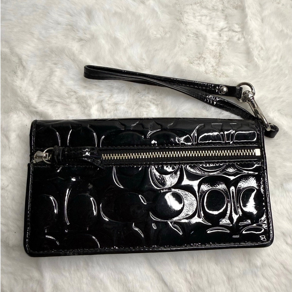 Coach Black Patent Leather Wristlet