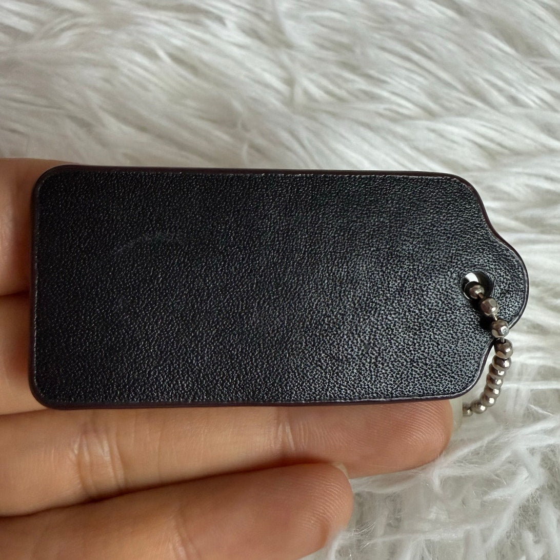 2" COACH Black Brown Fob Bag Charm Hang tag Hangtag