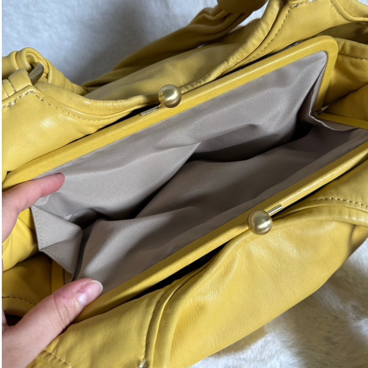 COACH y2k Parker Hobo Handbag Kisslock Yellow Leather Shoulder Bag Purse