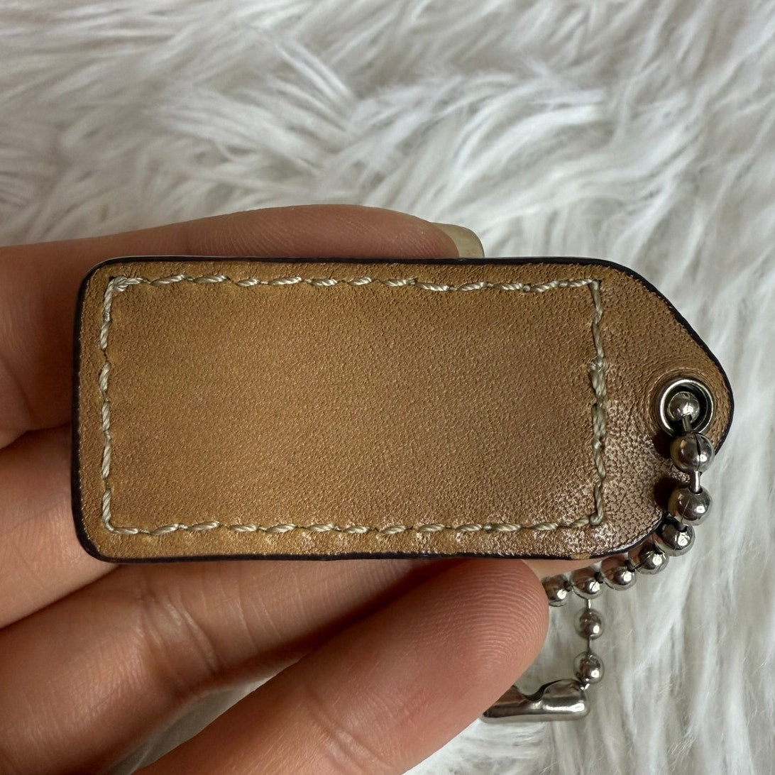 1.5" y2k COACH Tan Fob Bag Charm Hang tag Hangtag