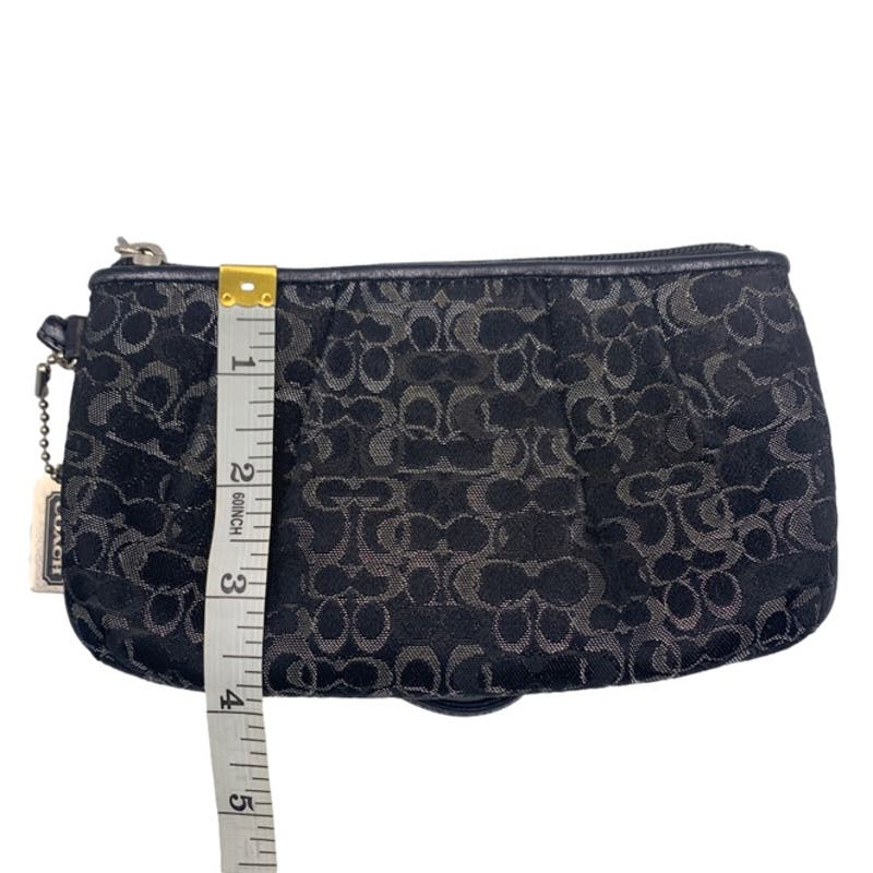 COACH Black Silver Canvas Wristlet