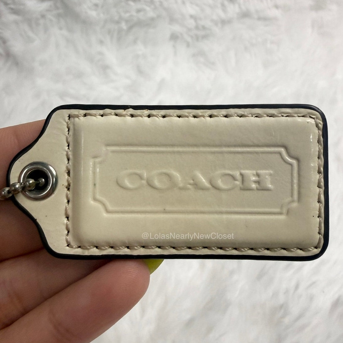 2.5" COACH Ivory Fob Bag Charm Hang tag Hangtag