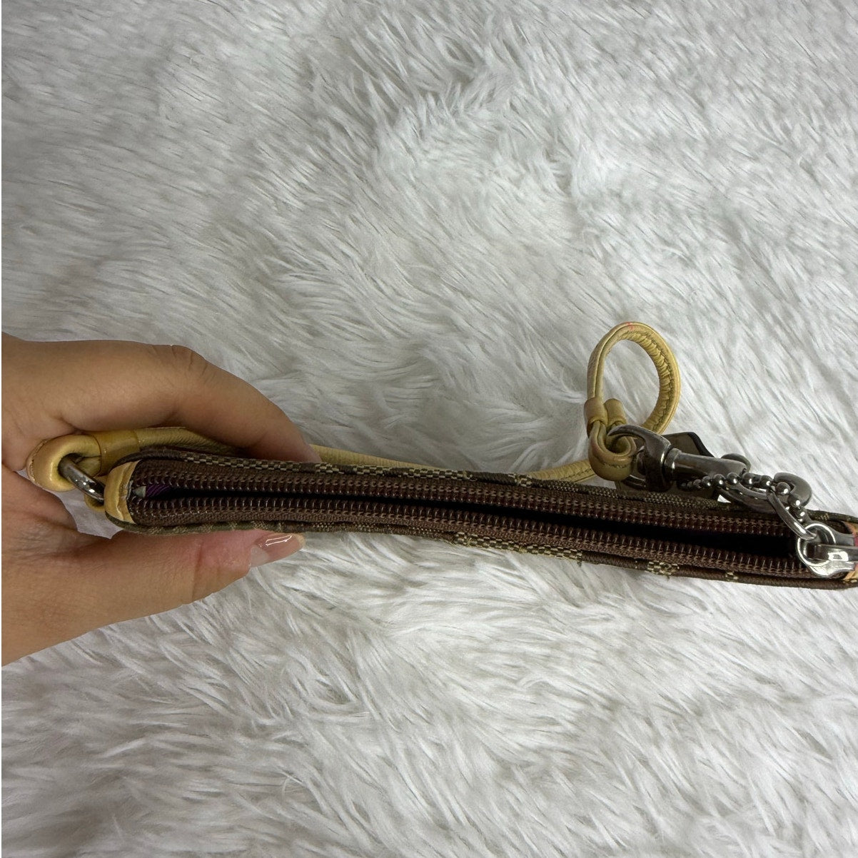 SALE COACH Signature Brown Wristlet
