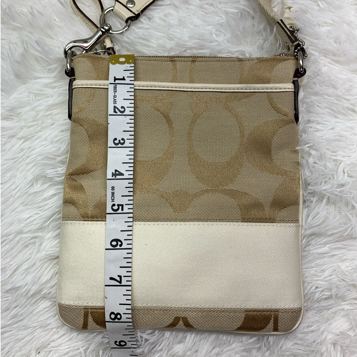 COACH Beige Canvas Signature Crossbody