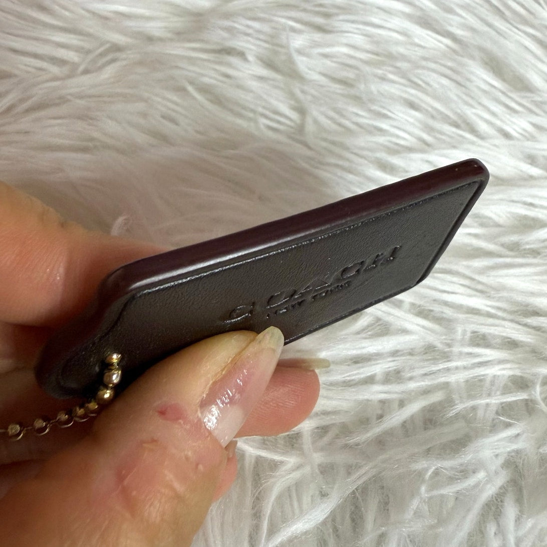 2.5" COACH Black Brown Fob Bag Charm Hang tag Hangtag