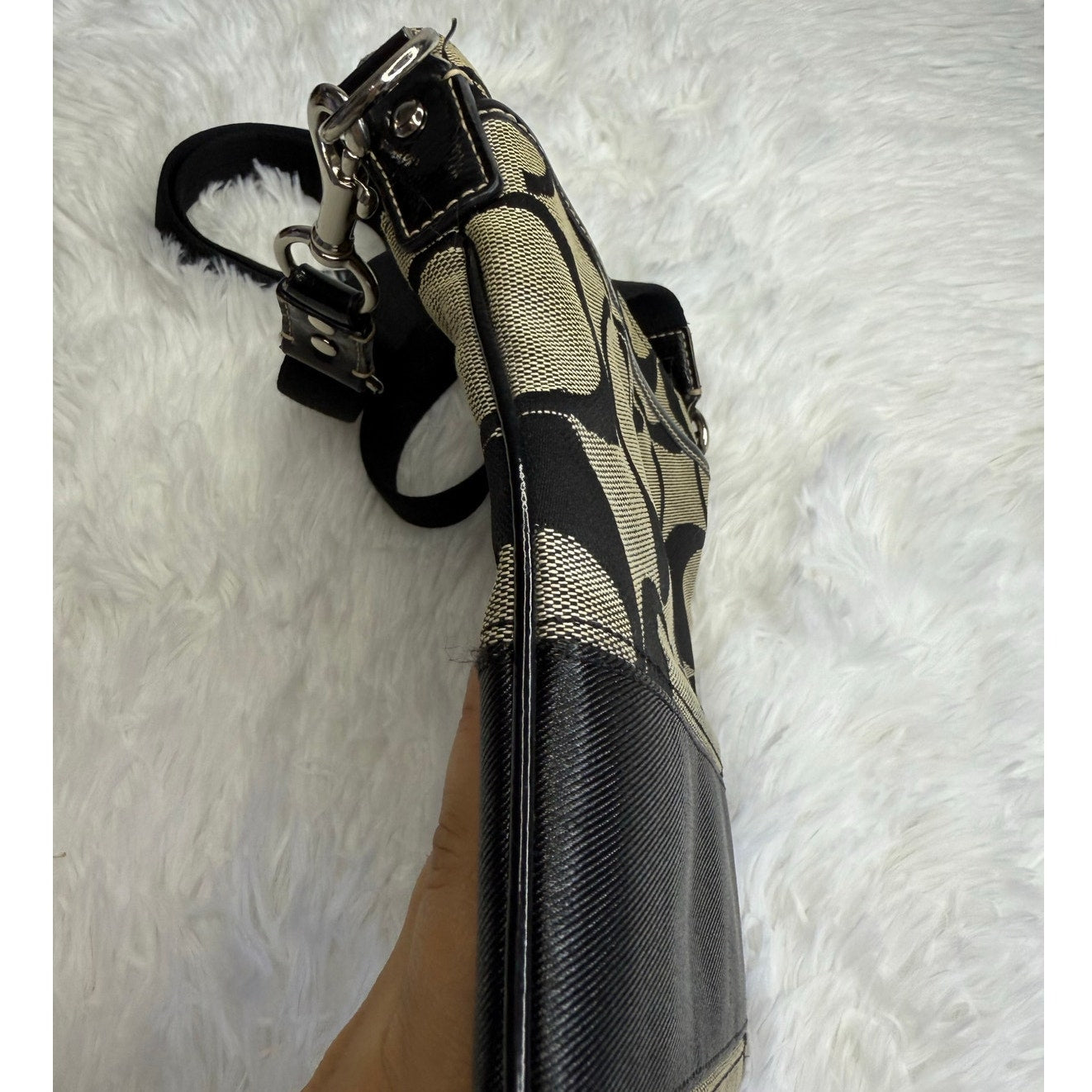 COACH Black Gray Classic Signature Crossbody