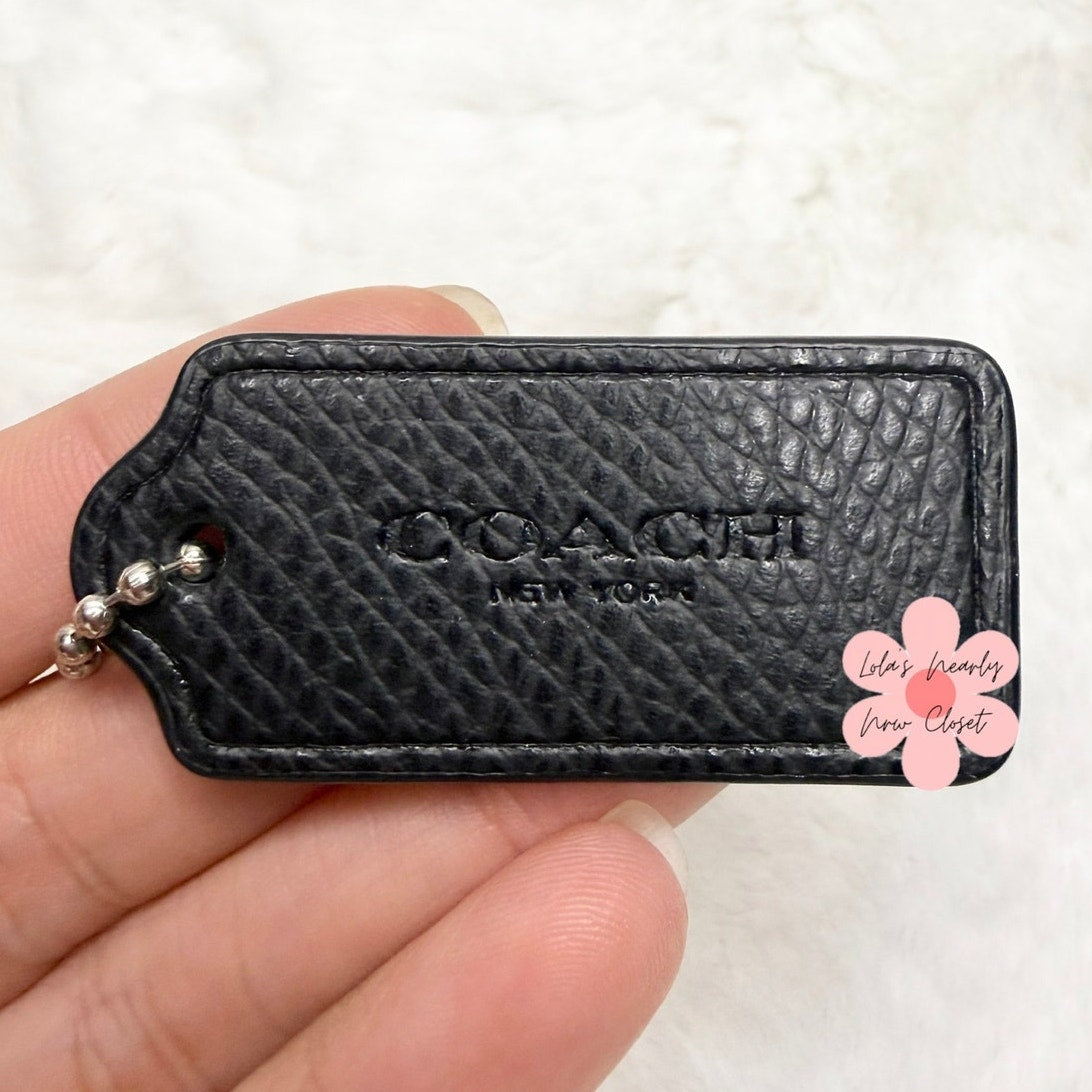 1.5” COACH Black Fob Bag Charm Hang tag Hangtag
