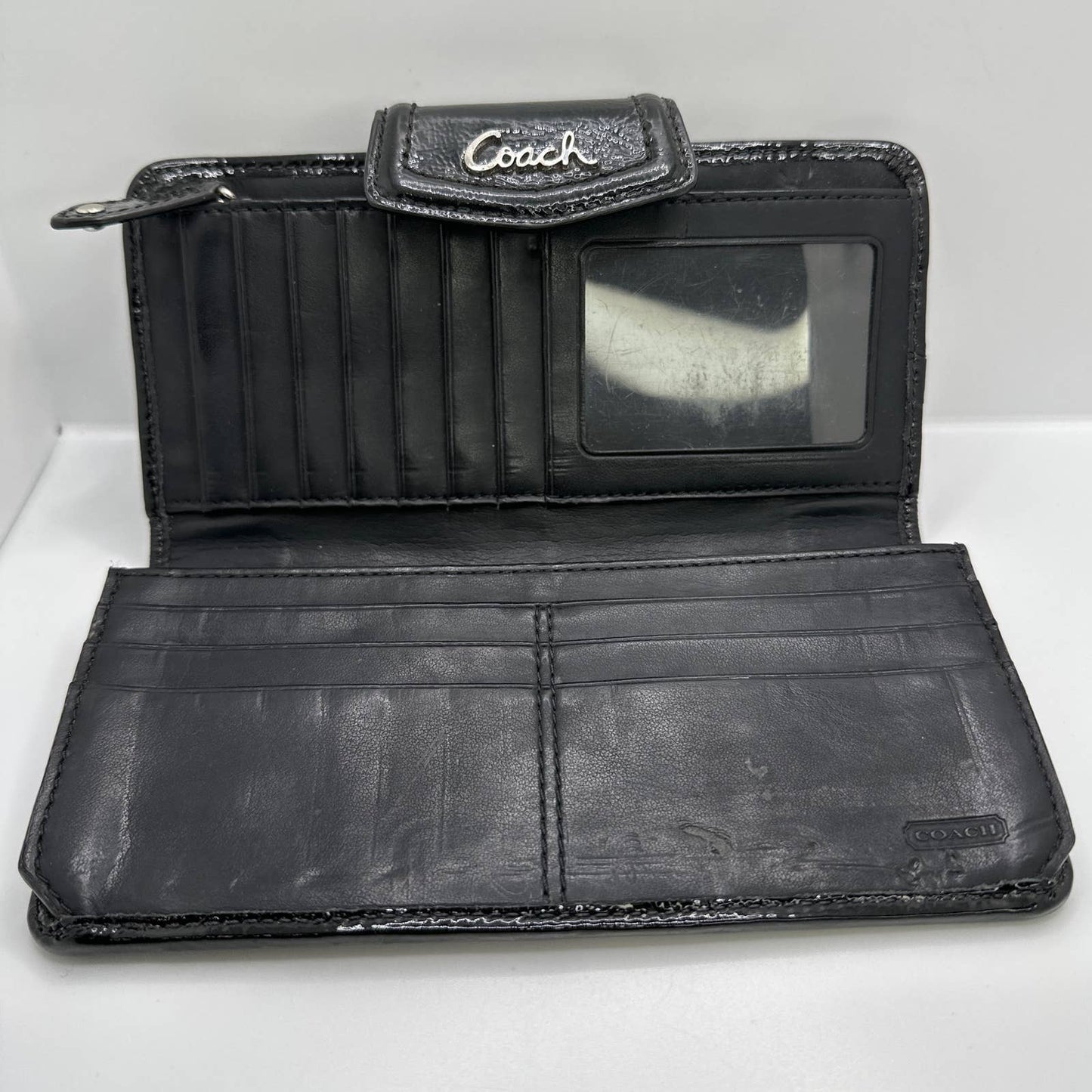 COACH Black and Gray Signature Canvas Wallet