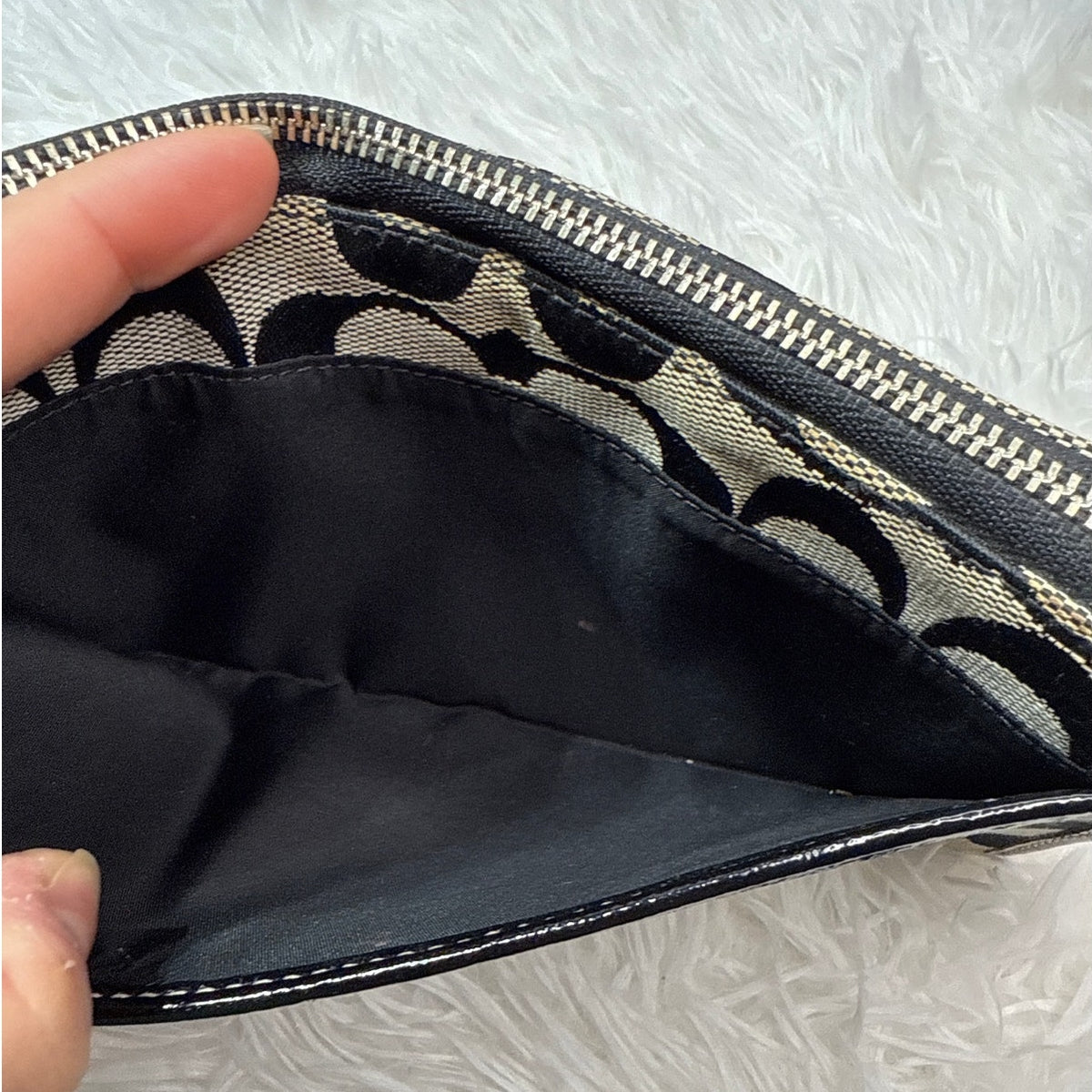 COACH Black Gray Signature Canvas Wallet Wristlet