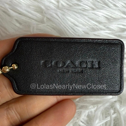 2" COACH Black Brown Fob Bag Charm Hang tag Hangtag