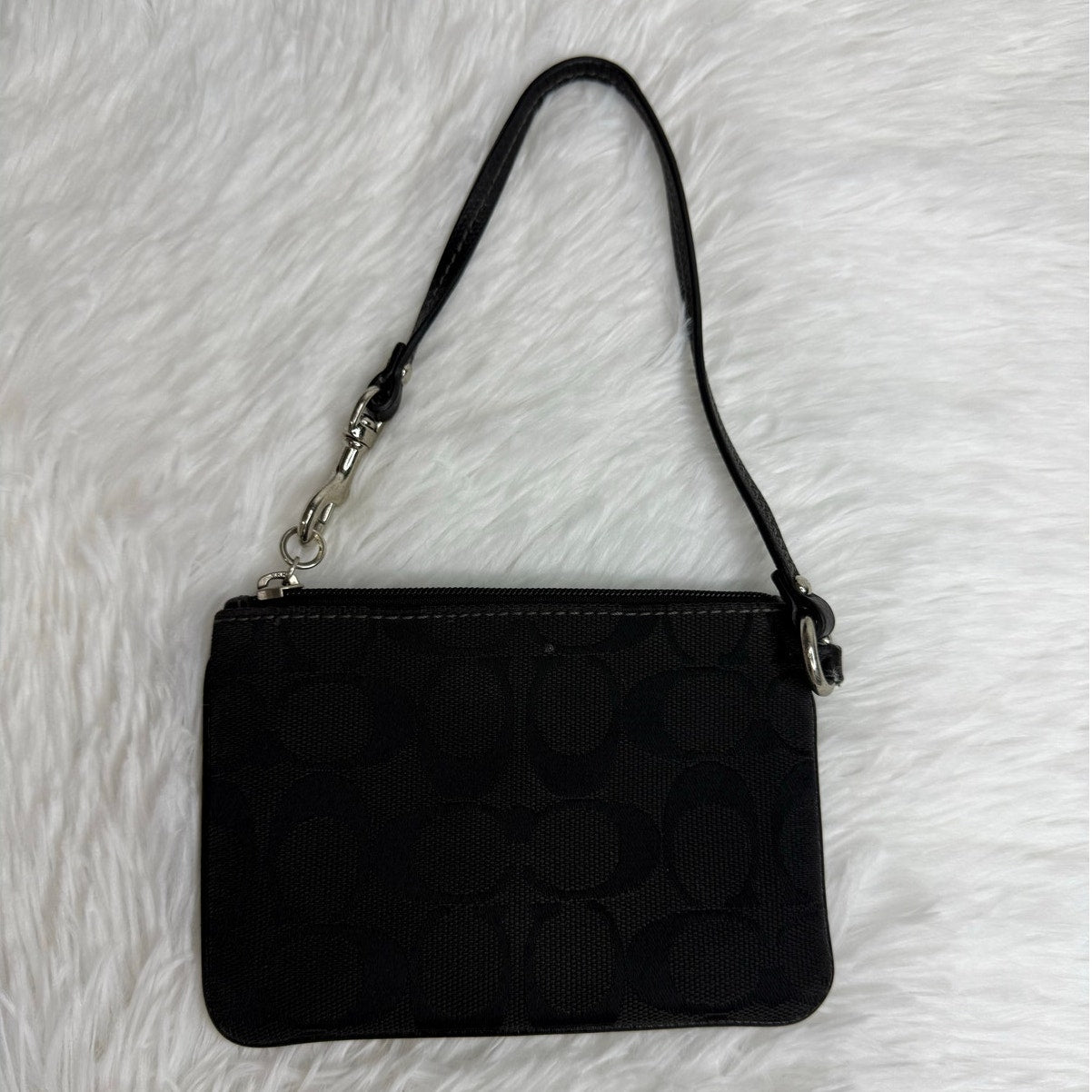 COACH Black Signature Canvas Wristlet