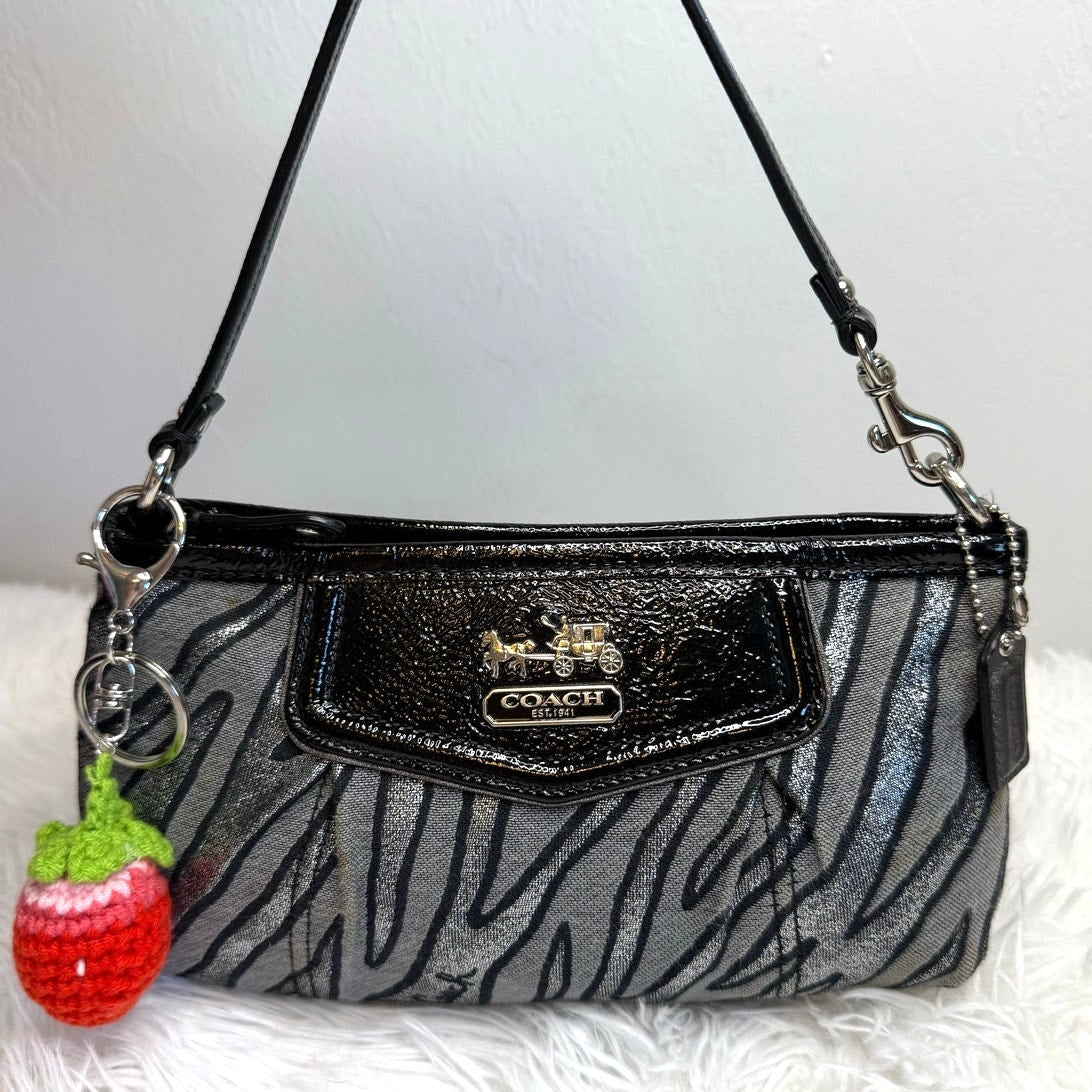 y2k COACH Zebra Silver Print Black Metallic Mini Purse / Wristlet