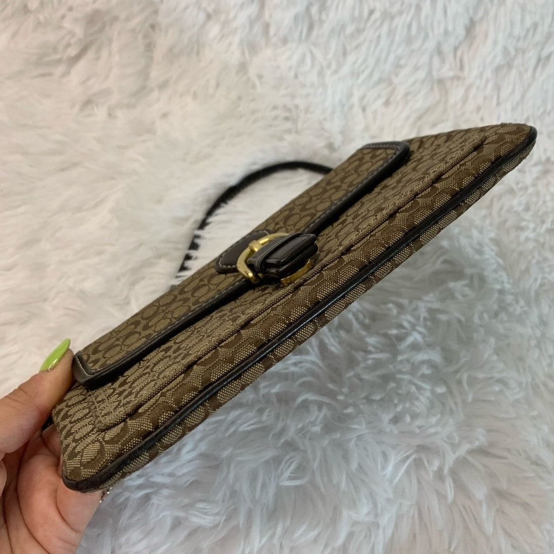 y2k COACH Brown Signature Canvas Wristlet