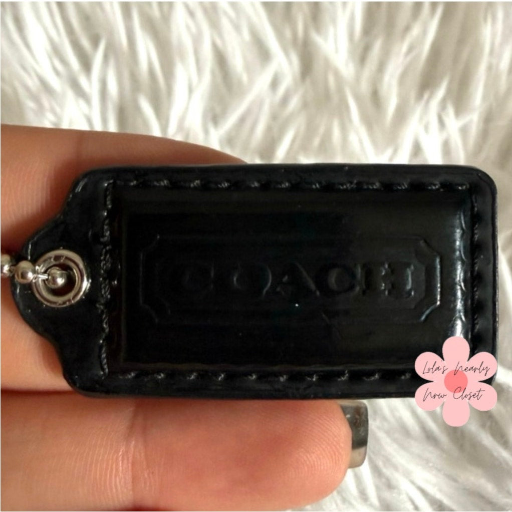 1.5" COACH Black Fob Bag Charm Hang tag Hangtag