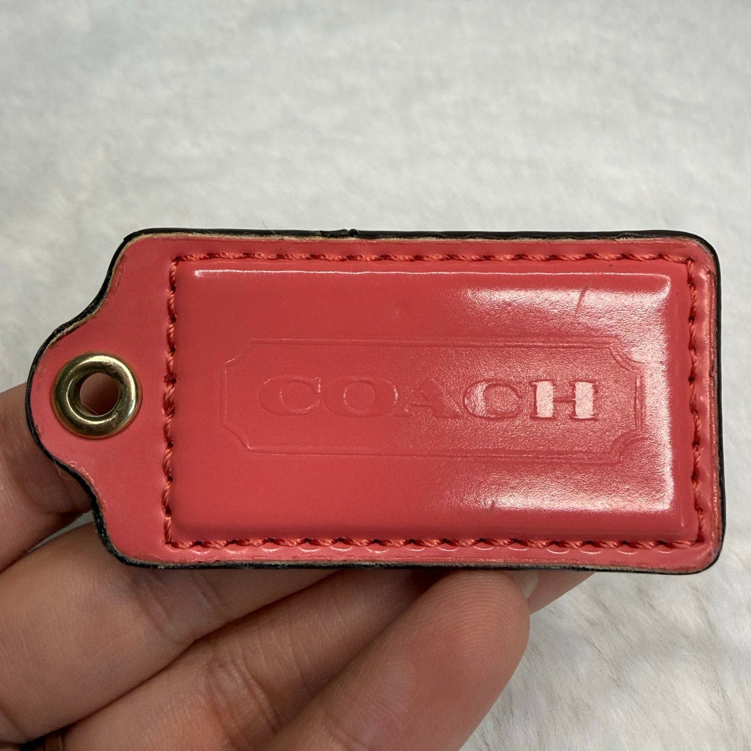 2" COACH Pink Patent Leather Fob Bag Charm Hang tag Hangtag