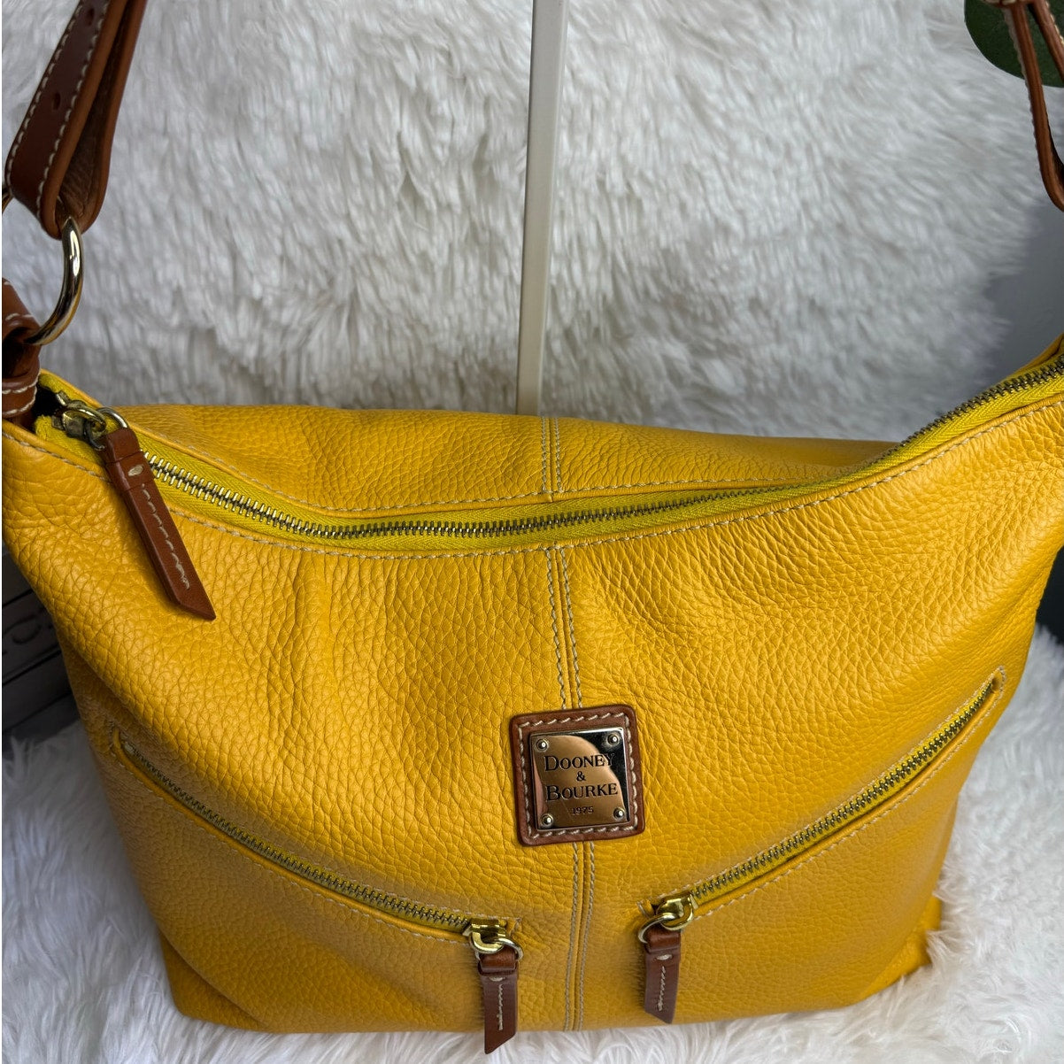 DOONEY & BOURKE Pebbled Leather Shoulder Bag with Pouch