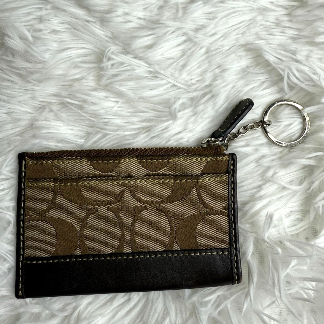 y2k COACH Signature Brown Card Holder Coin Purse Key Ring