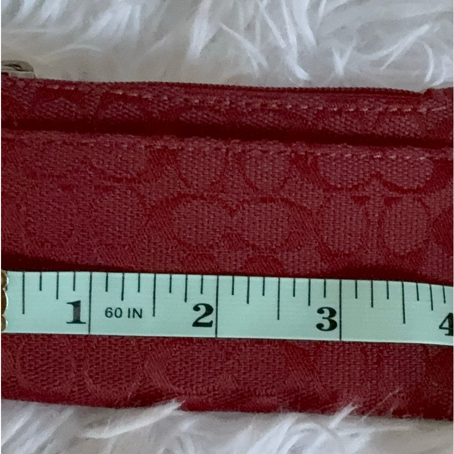 y2k Coach Vintage Red Signature Card Wallet with Chain Ring