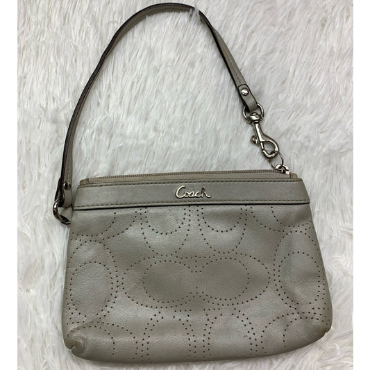 SALE COACH Silver Signature Wristlet