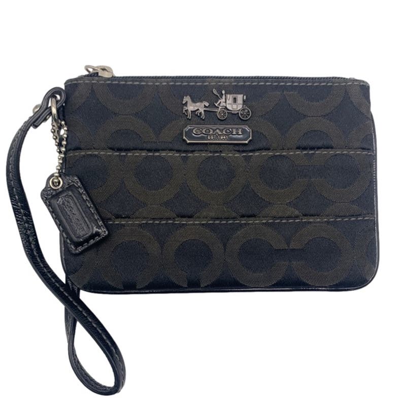 COACH Black Signature Canvas Wristlet