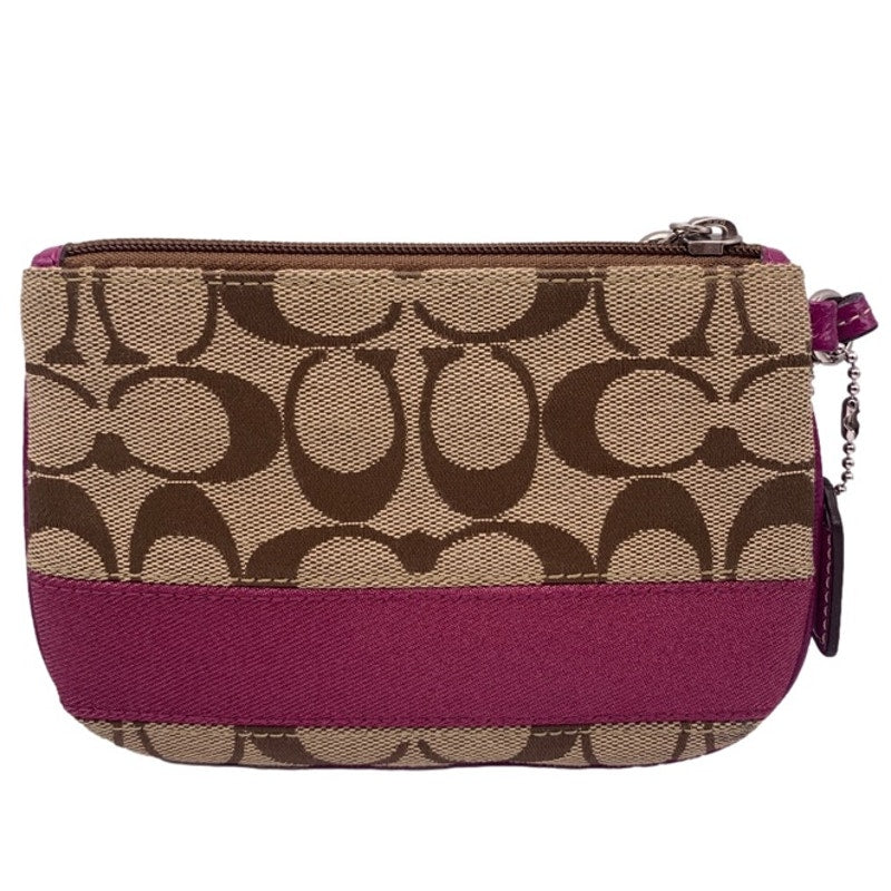 COACH Burgundy Brown Signature Canvas Wristlet