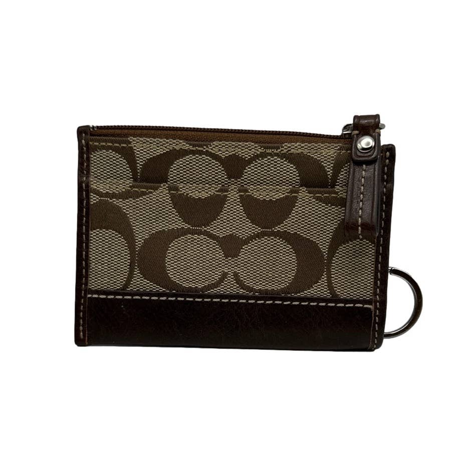 COACH Brown Signature Canvas Coin purse with Keychain