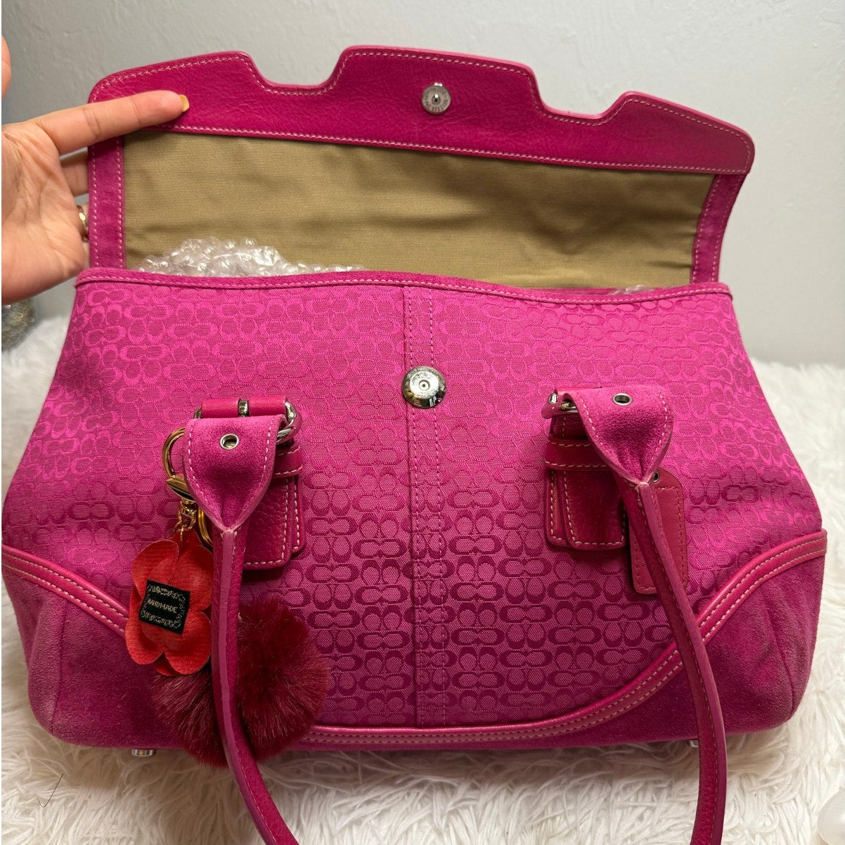 y2k COACH Vintage 2004 Pink Hampton SOHO Flap Satchel
