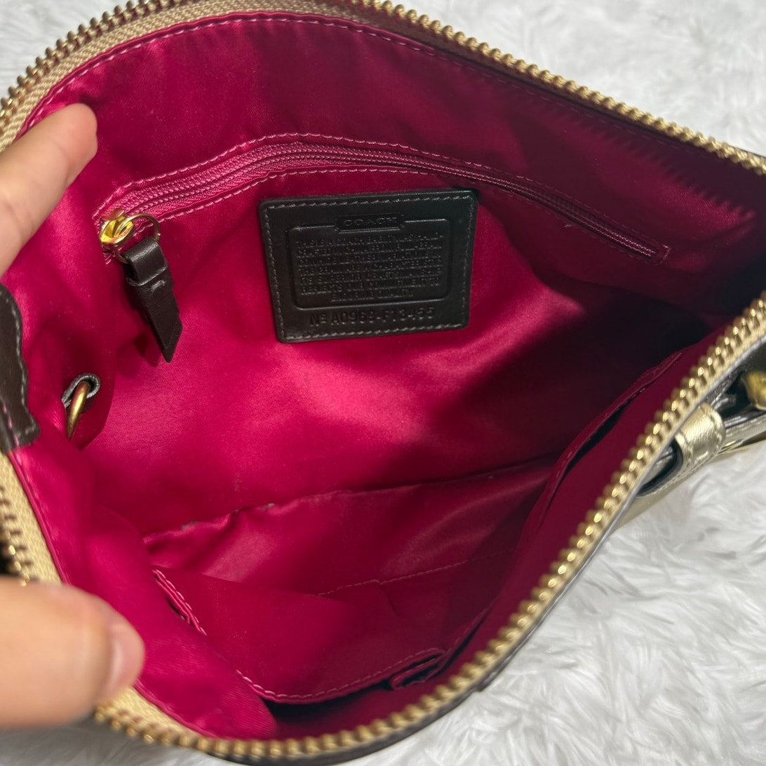 y2k Coach Soho Gold Metallic Leather Chain Strap Shoulder Bag