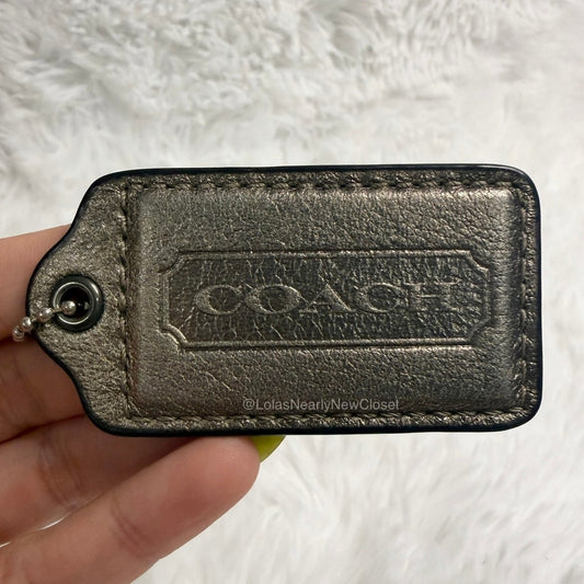 2" COACH Metallic Silver Fob Bag Charm Hang tag Hangtag