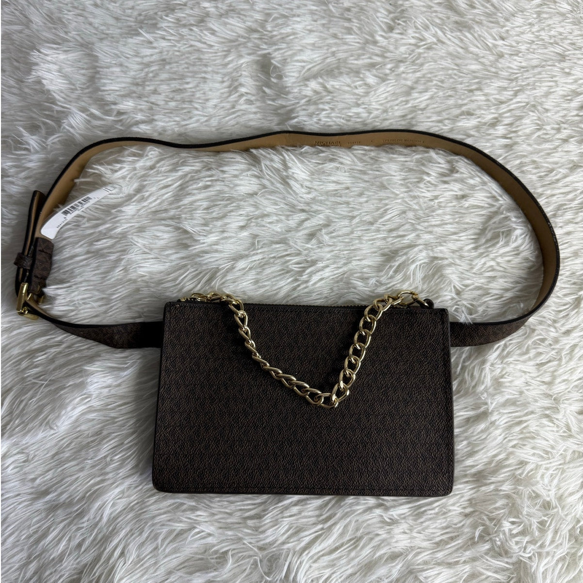 MICHAEL KORS Jet Set Brown Signature with Chain Belt Bag