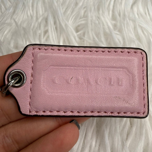 2" COACH Pink Orange Patent Leather Fob Bag Charm Hang tag Hangtag