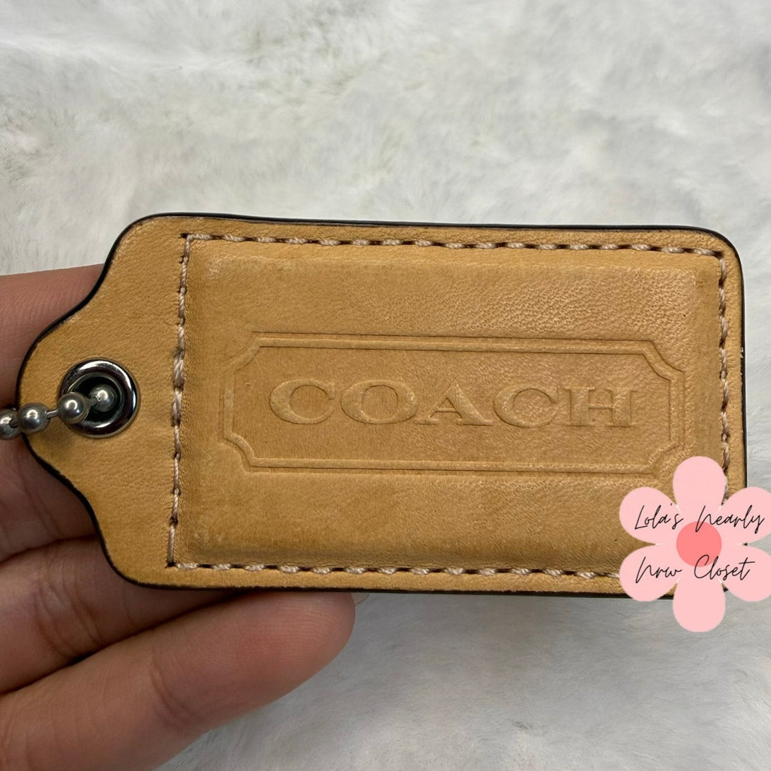 2.5" COACH Tan Fob Bag Charm Hang tag Hangtag
