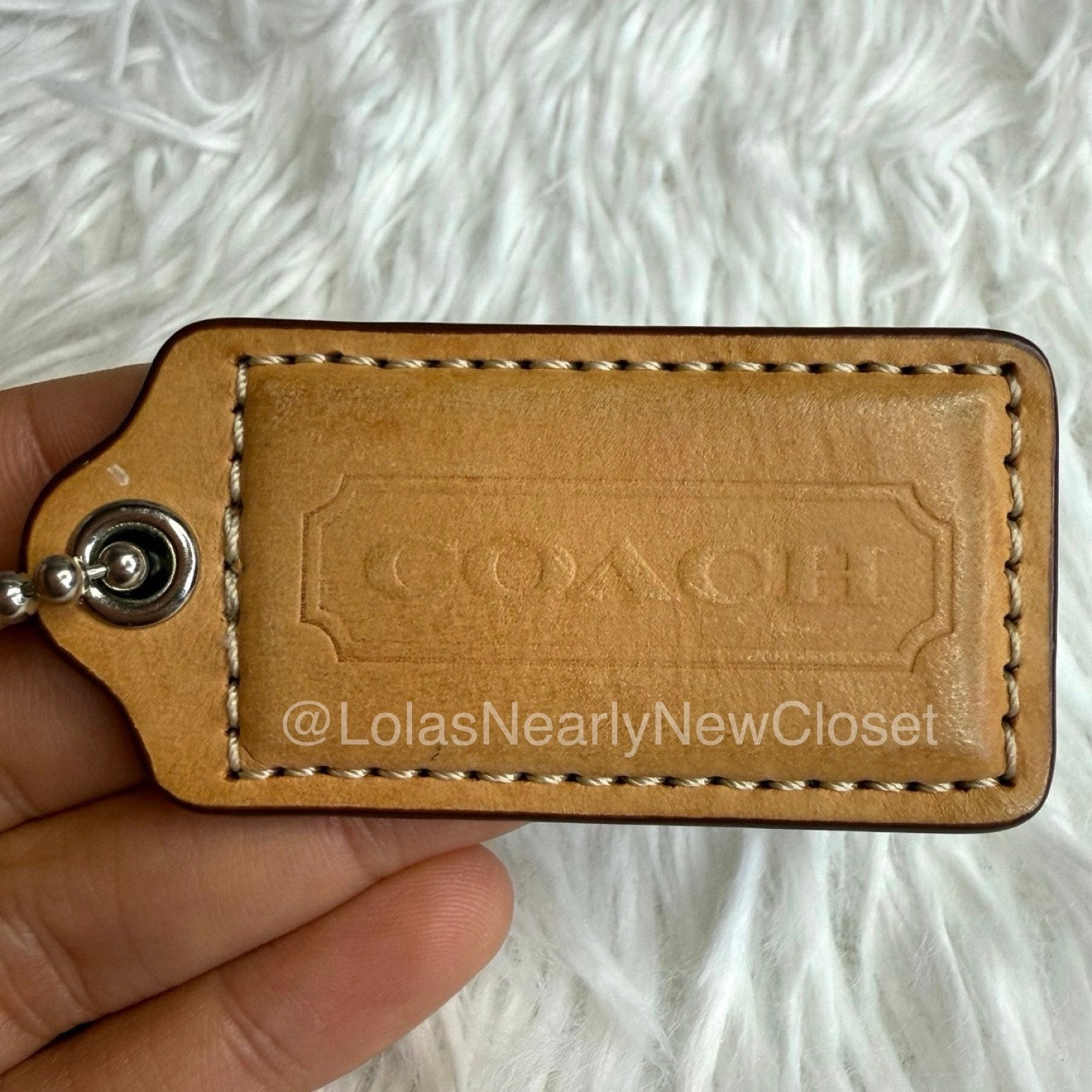 2" COACH Tan Blue Fob Bag Charm Hang tag Hangtag