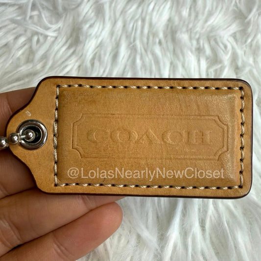 2" COACH Tan Blue Fob Bag Charm Hang tag Hangtag